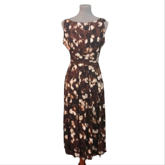 NEW Perceptions New York Beautiful Browns Floral Midi Maxi Dress - Picture 1 of 9